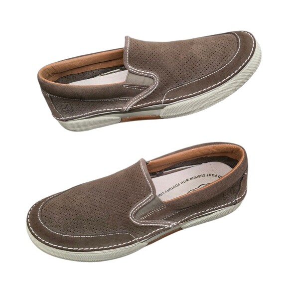 Sperry Top Sider Largo Mens Perforated Brown Suede Slip On Shoes Size 10.5 M - Picture 1 of 13